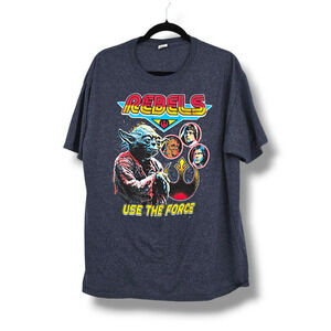 Stars Wars Men's Rebels Use The Force‎ Yoda Graphic T-Shirt Blue Size Large